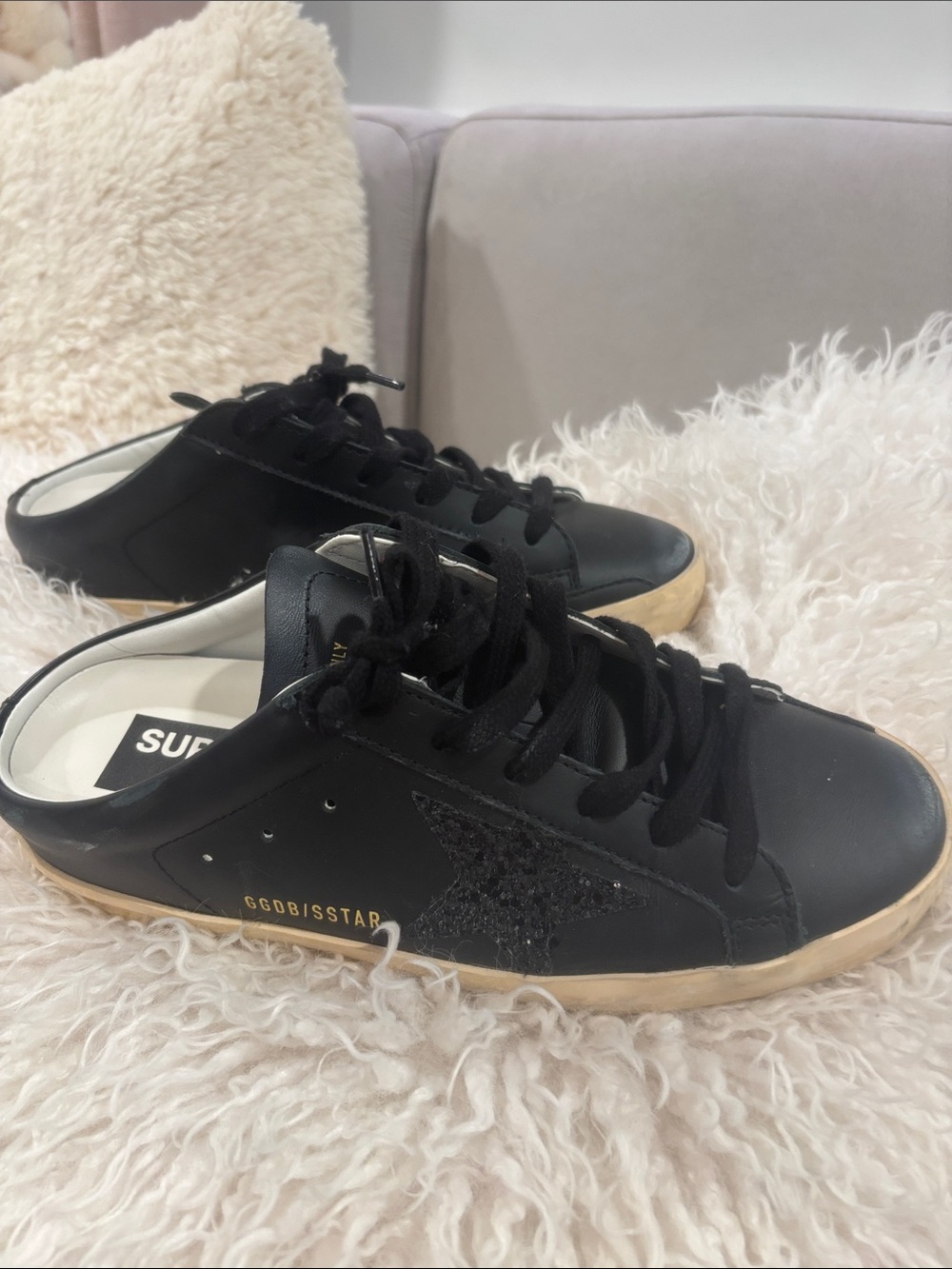 Golden Goose Black Leather Superstar Sabot Sneaker with Gold-Toned Sole l - Picture 5 of 8